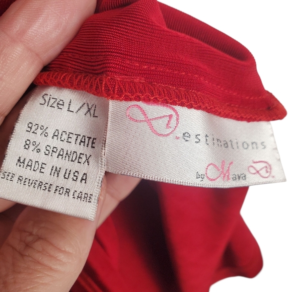 Vntg Bold Red Mock Neck Tank. Holiday Layering Top. LG/XL. #0200 - Picture 3 of 9